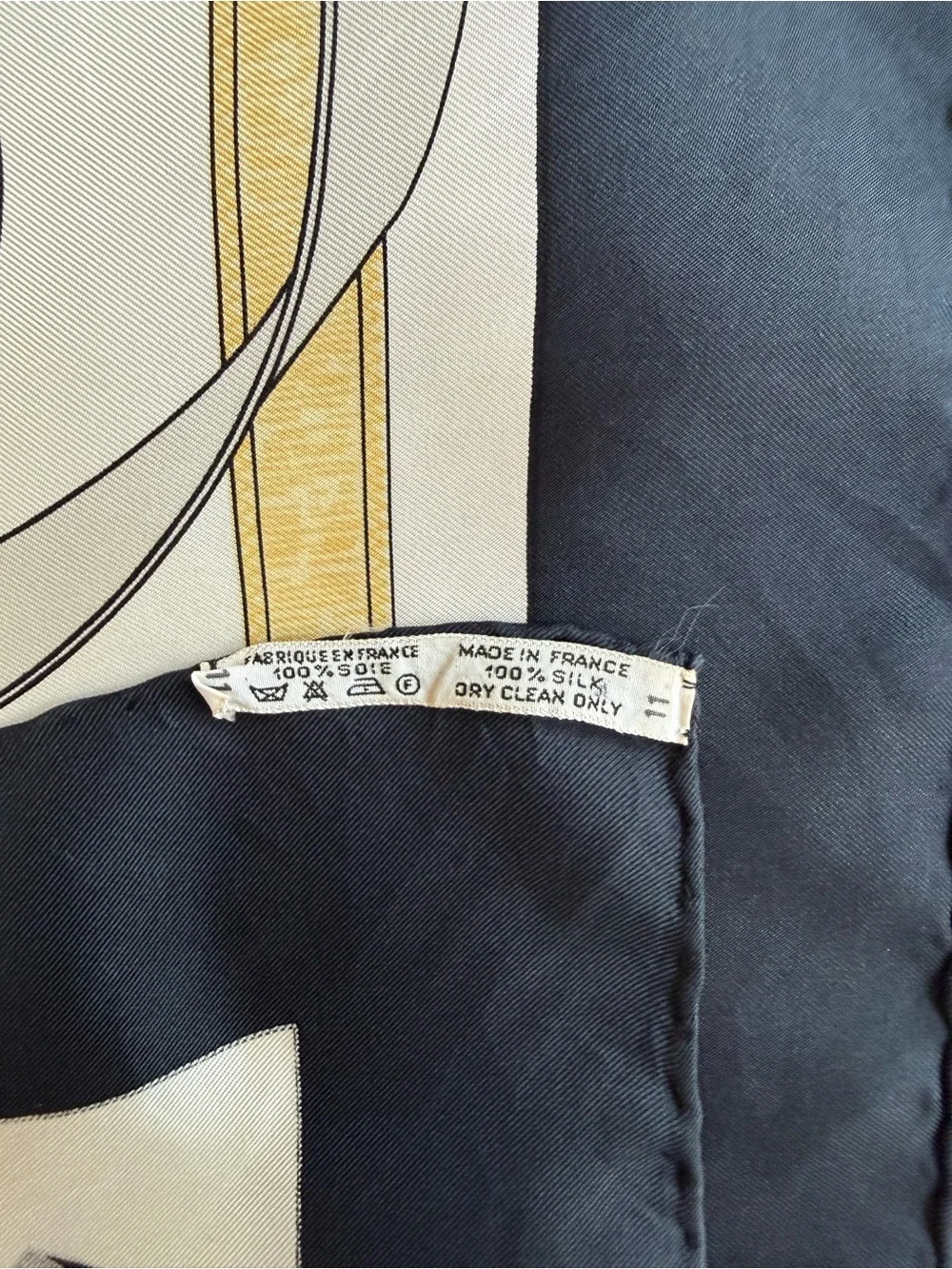 Hermes Silk Scarf Carré 90 Black White Hand Rolled Made in France
